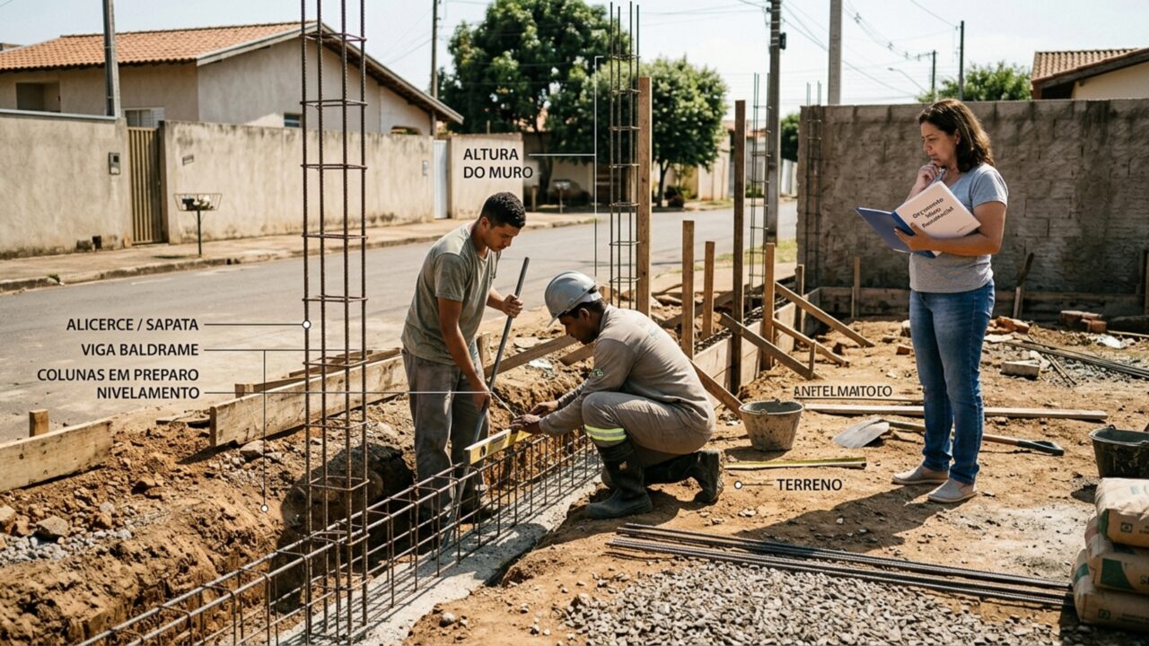 Quanto um pedreiro cobra para construir um muro em julho de 2026?
