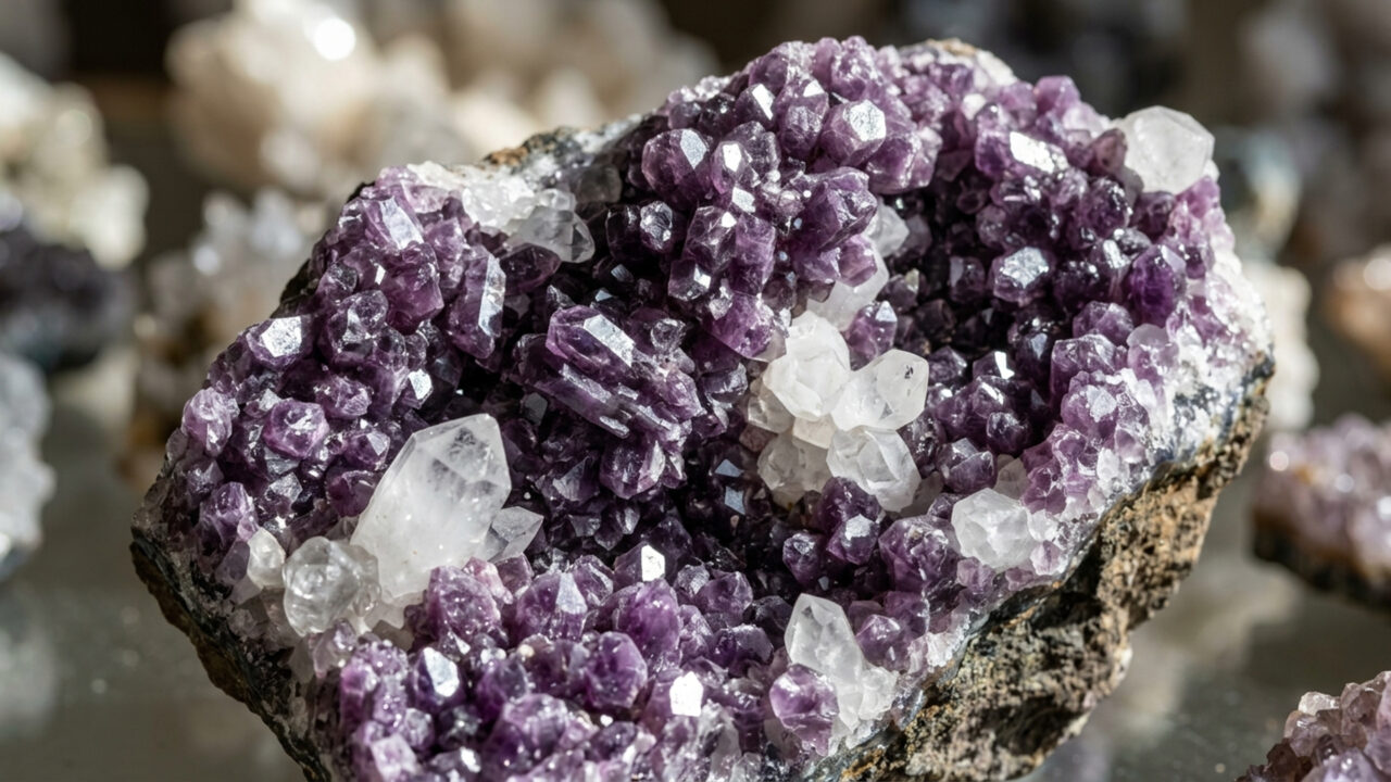 Com belas escamas brilhantes em tons lilás e violeta, esta pedra exótica é famosa por ser uma das maiores fontes naturais de lítio