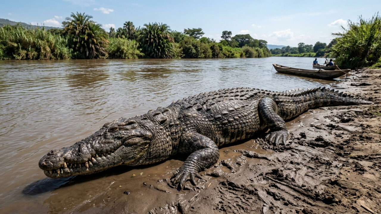 O lendário gigante do rio Ruzizi pesa mais de uma tonelada e acumula a fama de ter feito 300 vítimas; ele é o maior crocodilo já registrado na África