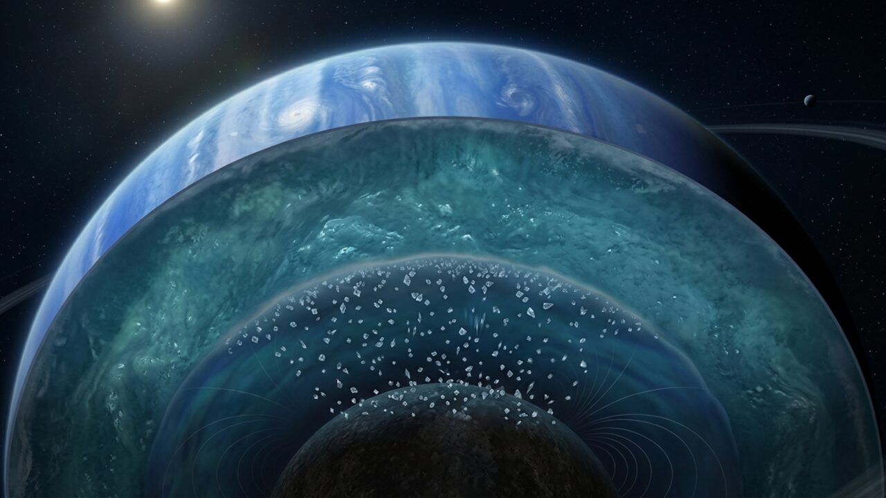 A tempestade meteorológica mais rica, surreal e violenta do universo: cientistas confirmam que no interior profundo dos gigantes de gelo Netuno e Urano chovem milhões de toneladas de diamantes sólidos e puros