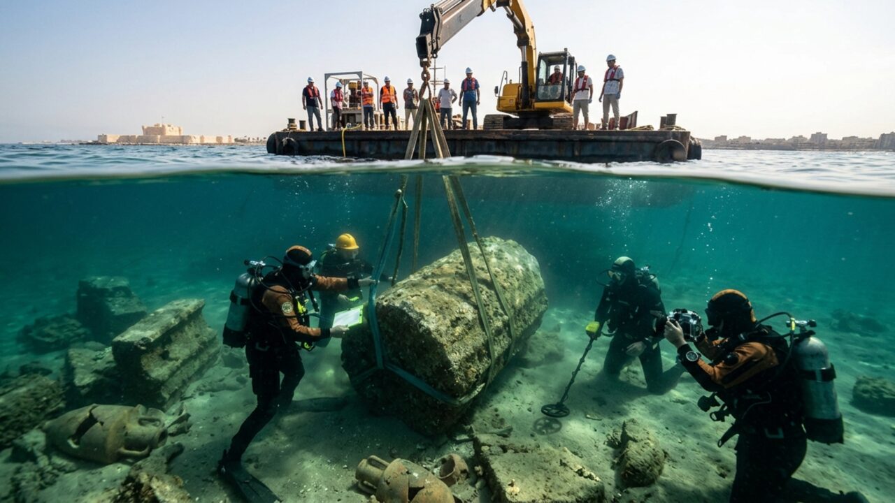 Operação arqueológica resgata blocos de 80 toneladas de uma das Sete Maravilhas do mundo antigo depois de mais de 1.600 anos