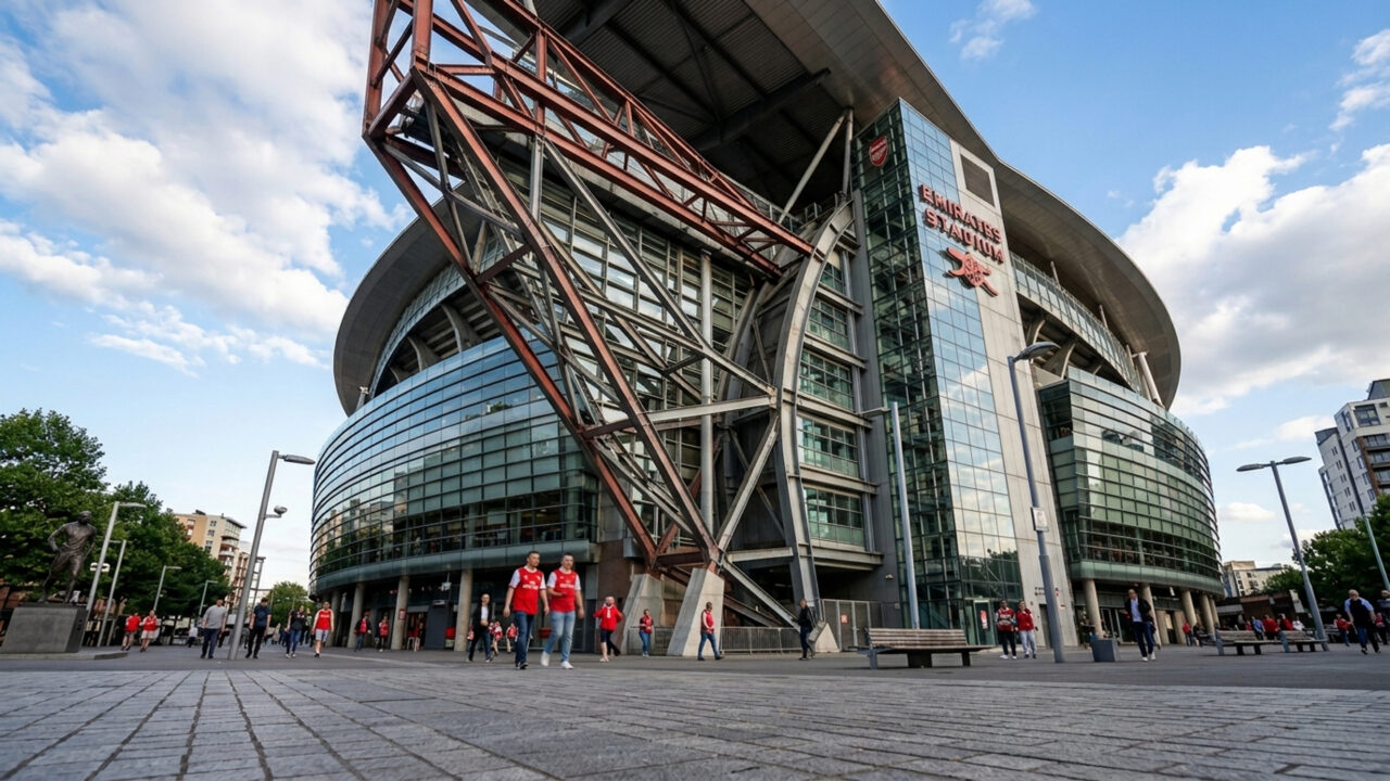 A moderna arena de 60 mil lugares serve de fortaleza para o Arsenal, o tradicional clube 13 vezes campeão inglês na capital britânica