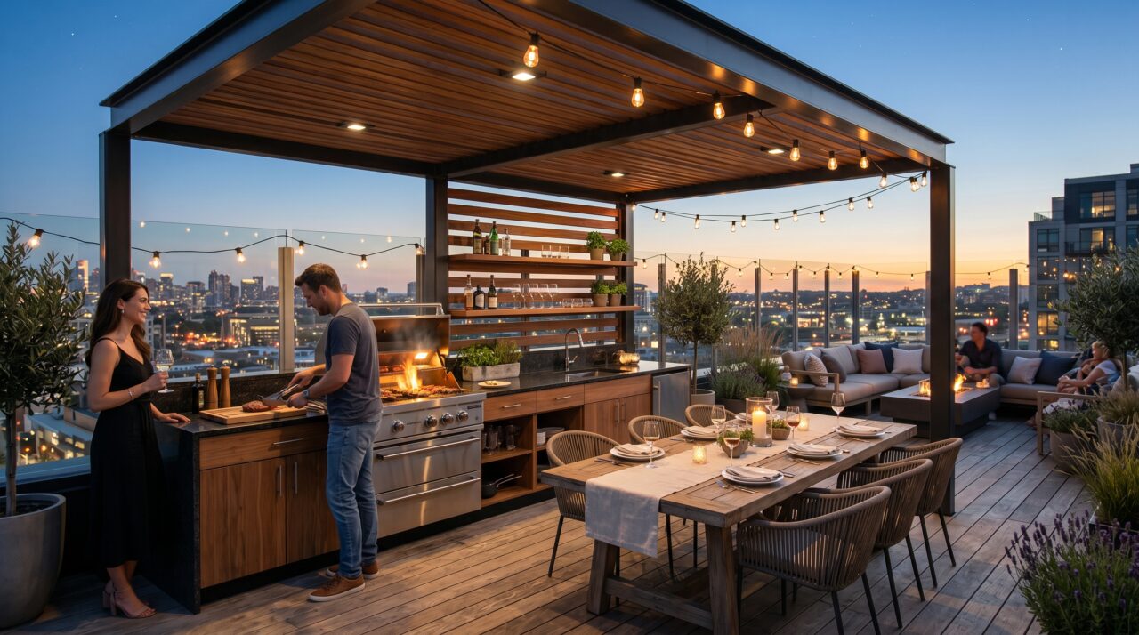 Quanto custa construir um terraço gourmet de 25 m² sobre a laje existente em 2026?