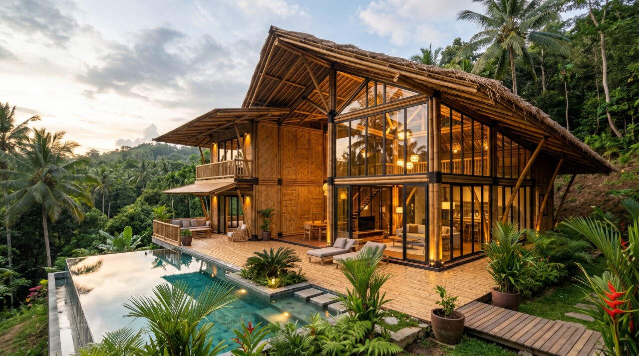 Uso e vantagens do bambu estrutural tratado na arquitetura moderna.