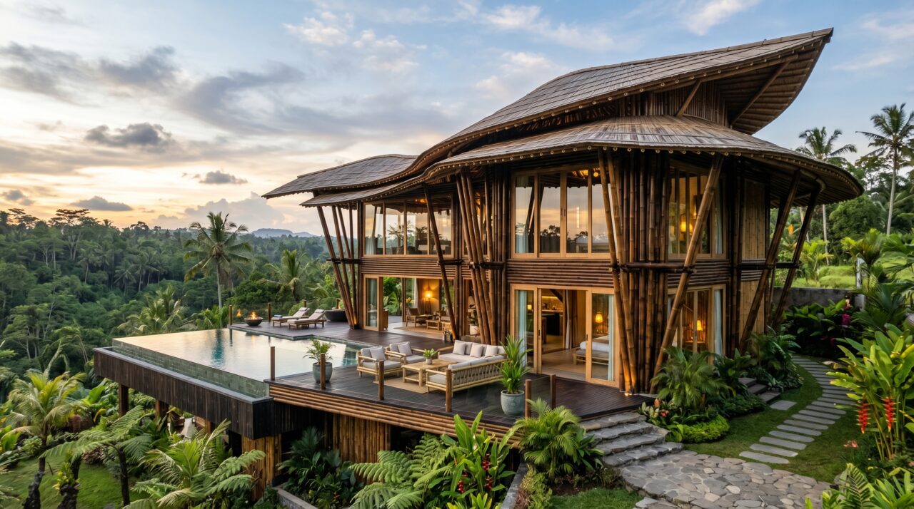 Uso e vantagens do bambu estrutural tratado na arquitetura moderna.