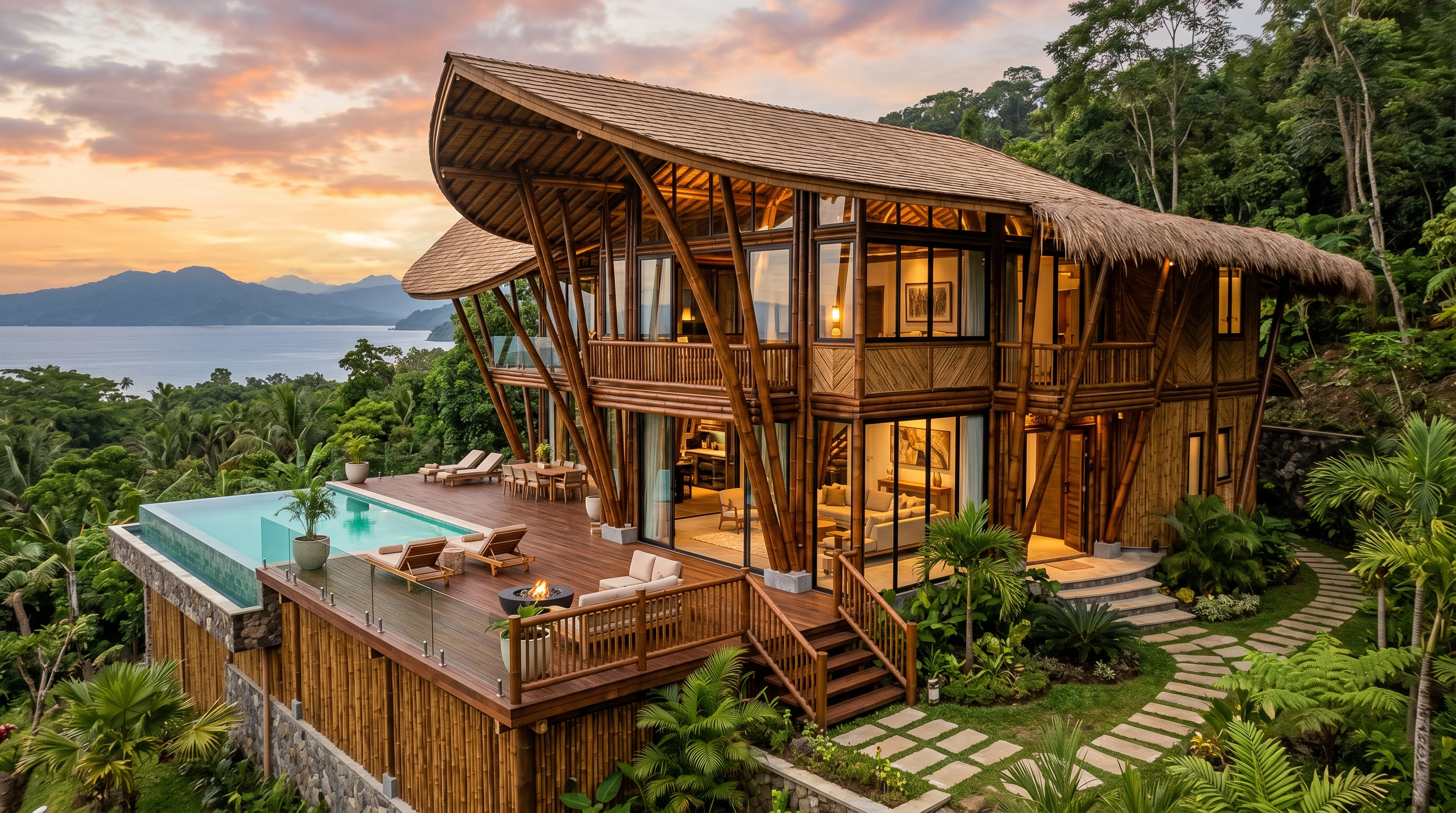 Uso e vantagens do bambu estrutural tratado na arquitetura moderna.