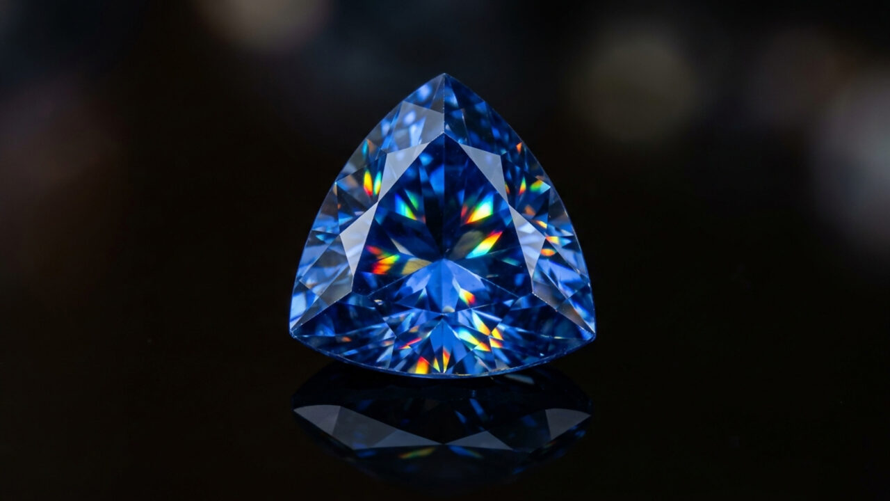 Esqueça a safira e o espinélio azul, pois este silicato de bário descoberto em 1907 brilha sob luz ultravioleta com azul neon intenso
