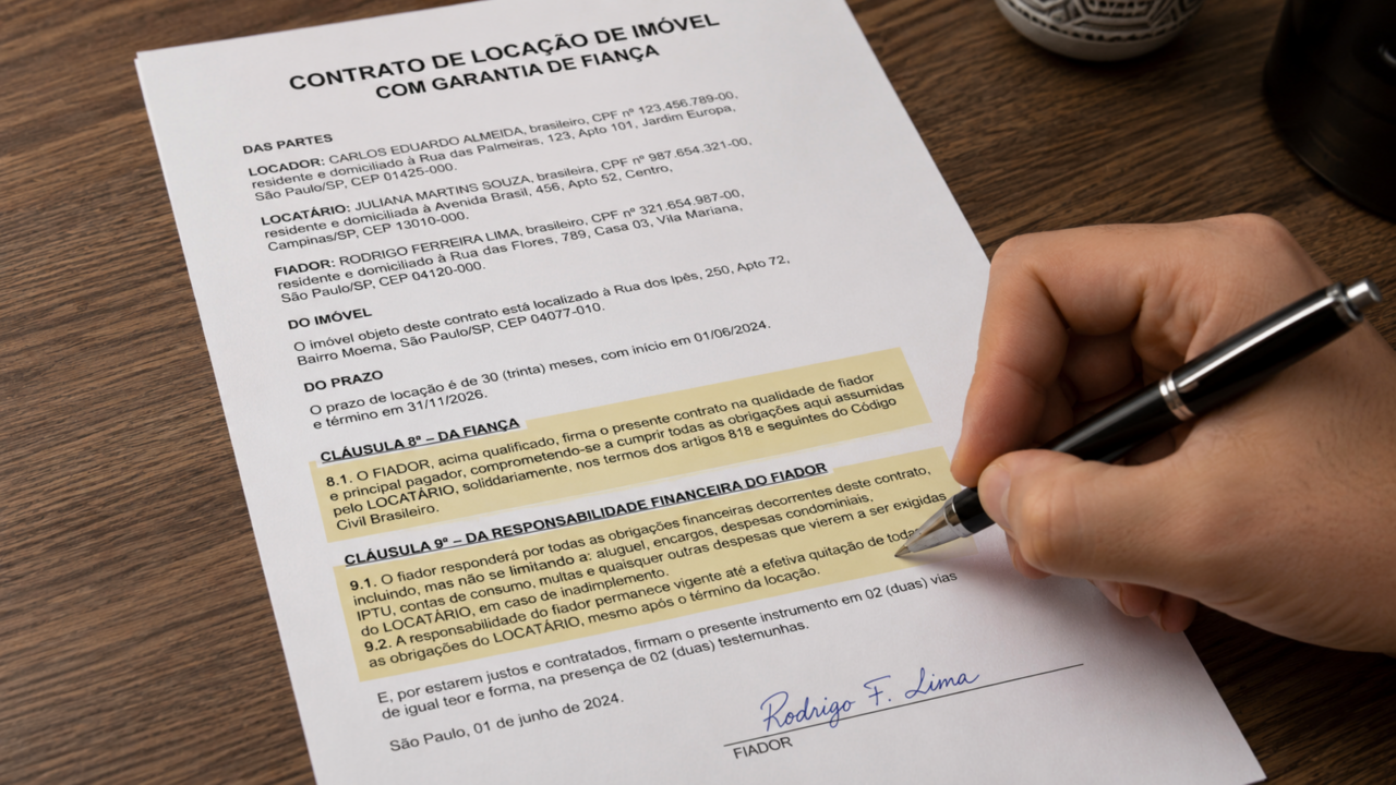 Fiador, caução ou seguro-fiança: a garantia errada pode prender dinheiro ou criar dívida familiar