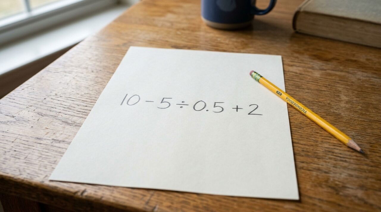 A conta 10 – 5 ÷ 0,5 + 2 parece impossível por conta da vírgula, até você entender como na verdade é simples