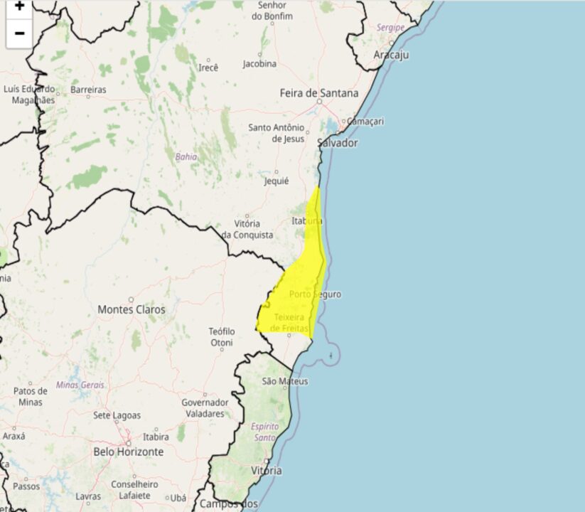 Fortes chuvas atingem parte das regiões Sudeste e Nordeste nessa 4°feira, alerta o Inmet