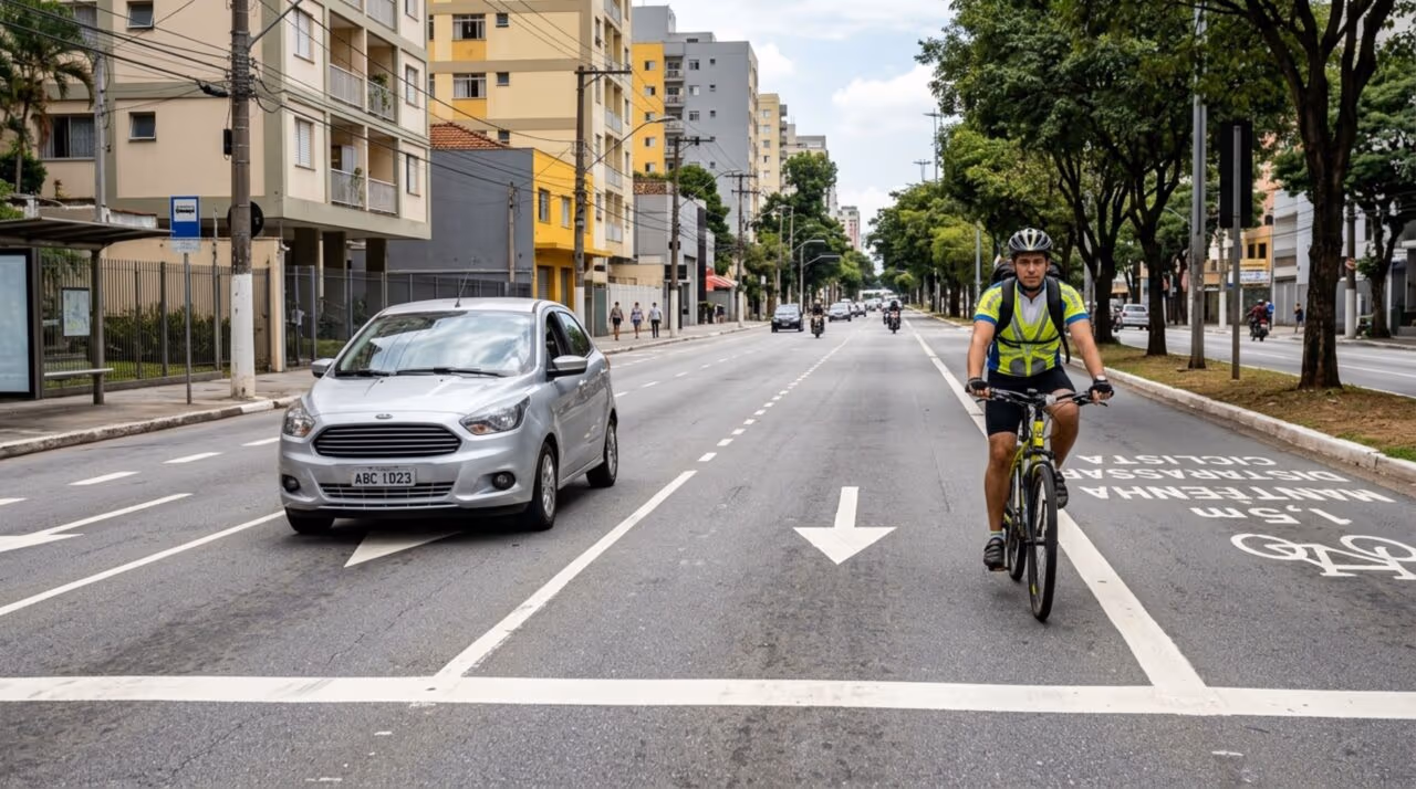 Motoristas que passam rente a ciclistas precisam conhecer a distância mínima que o CTB considera obrigatória e que causa multa ao condutor