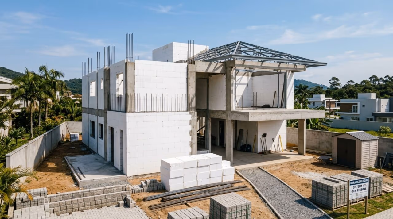 Casa de isopor com 476 m² economiza mais de R$ 200 mil e ajuda a reduzir caixaria, entulho e retrabalho de pedreiros