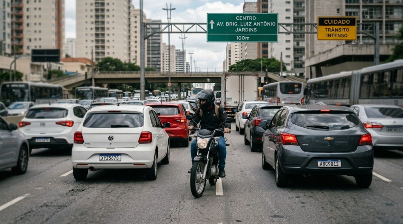 Motociclistas que andam no corredor precisam ficar atentos a essa regra obrigatória no CTB