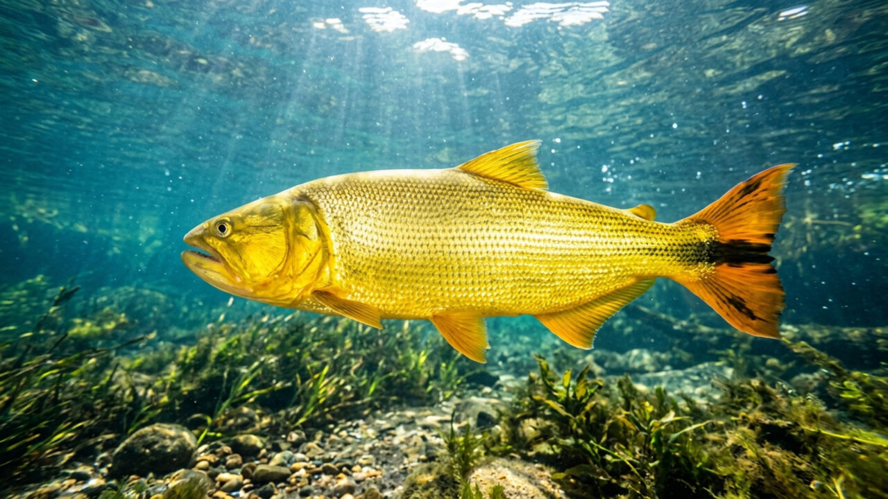 Conhecido como o tigre do rio por sua agressividade e saltos espetaculares, este dourado de até 20 kg caça peixes menores nas corredeiras