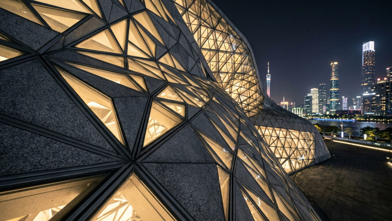 Com suas fachadas de granito e vidro moldadas por Zaha Hadid em 2010, o complexo de 70 mil m² virou um dos maiores templos de ópera de toda a Ásia