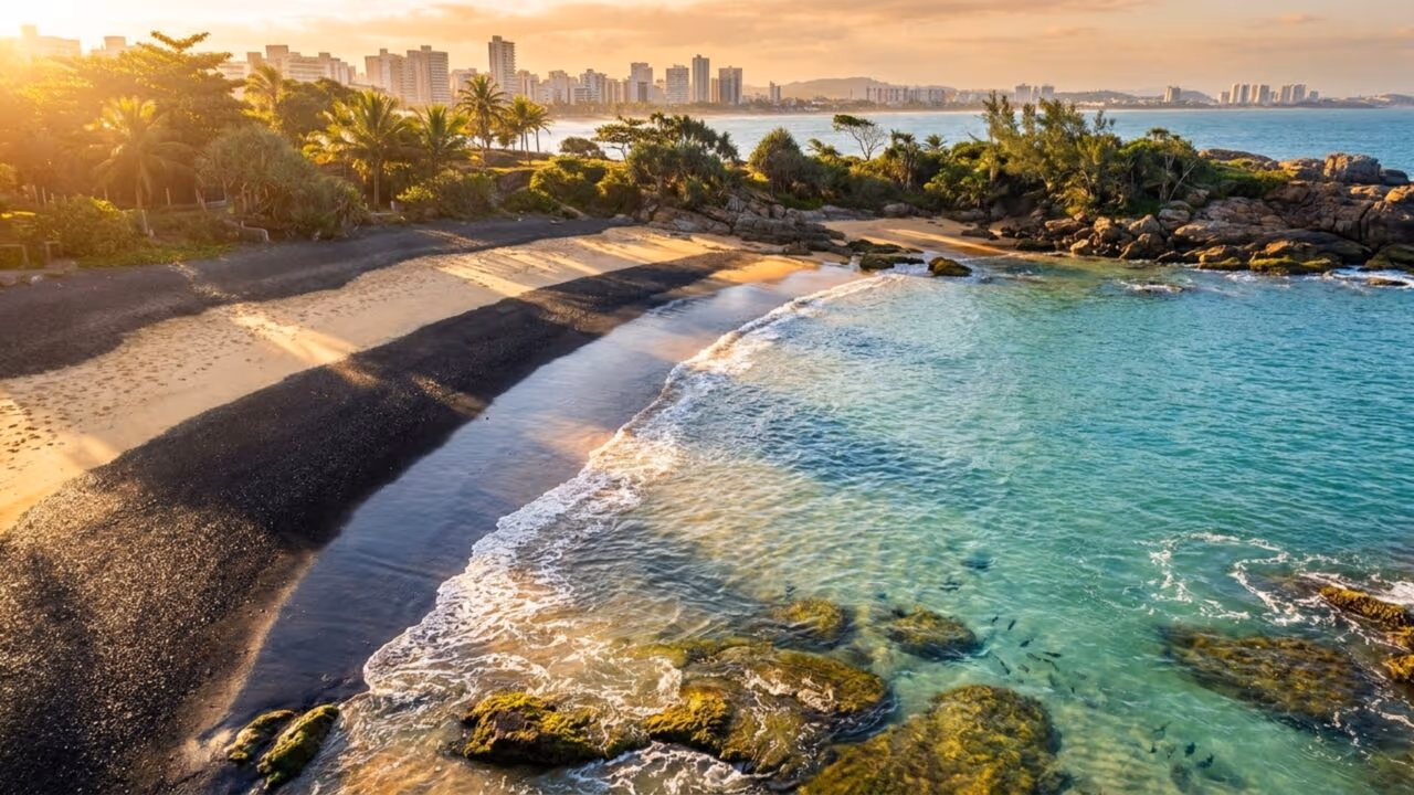 Cidade Saúde do Espírito Santo tem 52 praias e uma faixa de areia preta que ficou famosa no mundo todo