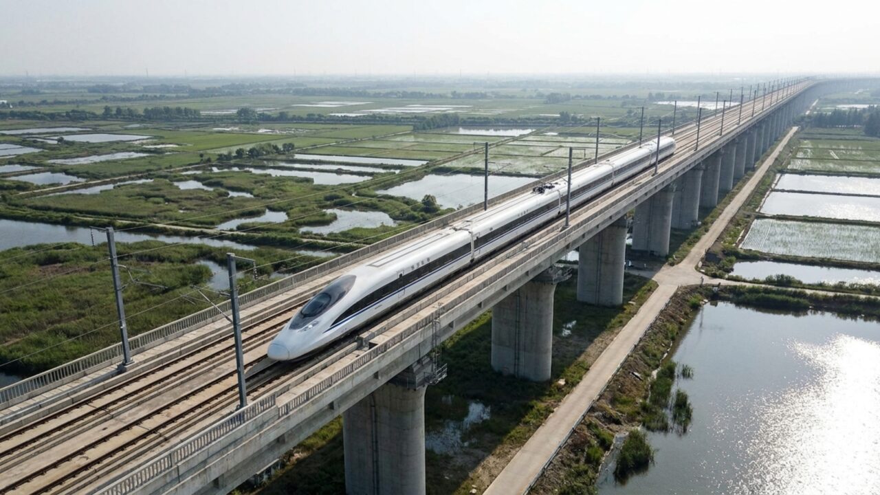 Erguida ao custo de 8,5 bilhões de dólares, a ponte de trem mais longa do planeta possui 164 quilômetros ininterruptos