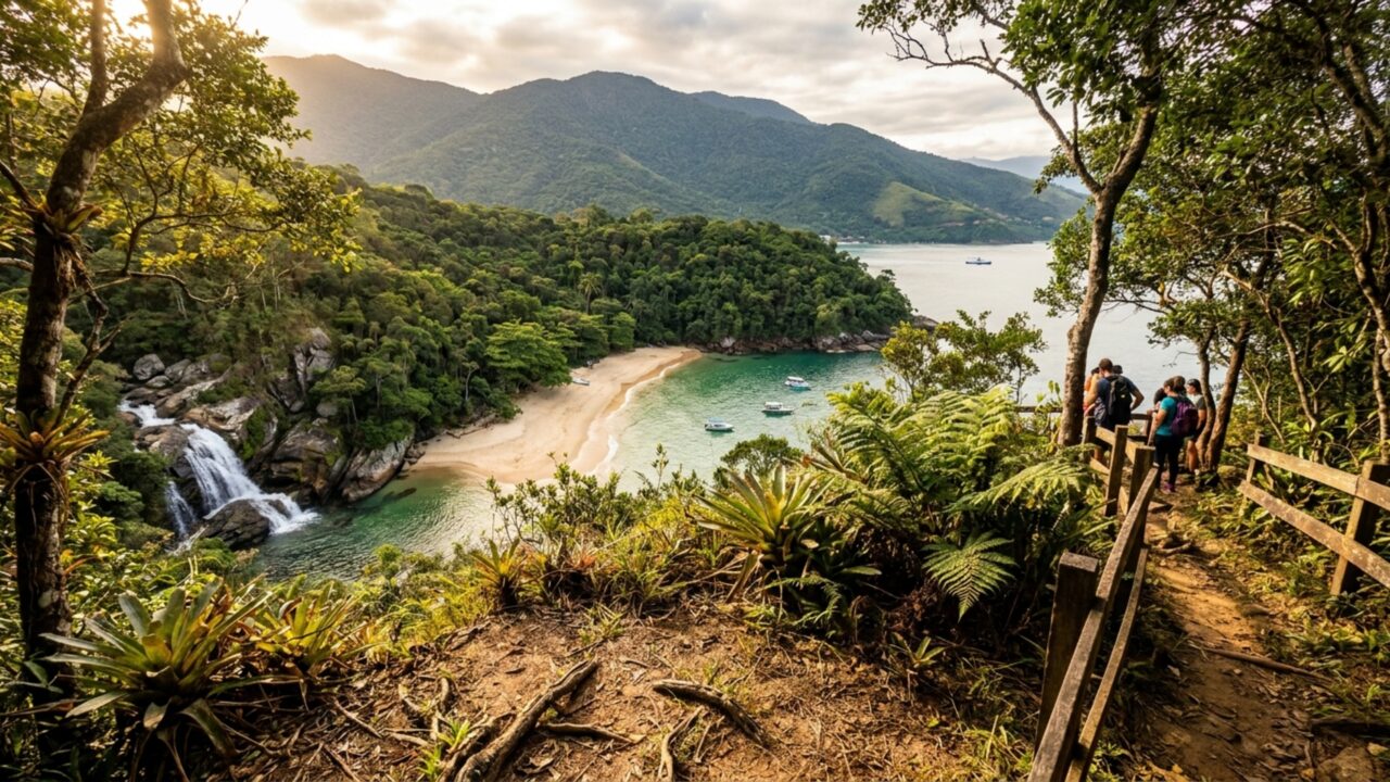 A maior ilha marítima do Brasil tem 42 praias e centenas de cachoeiras a 200 km de São Paulo com 83% de mata preservada