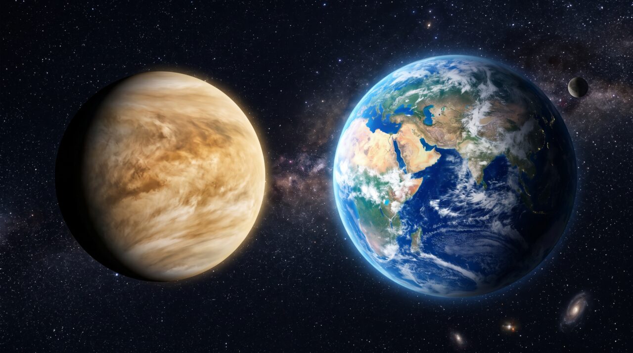 A divergência evolutiva entre Vênus e a Terra, que começaram parecidos mas se tornaram mundos totalmente opostos.
