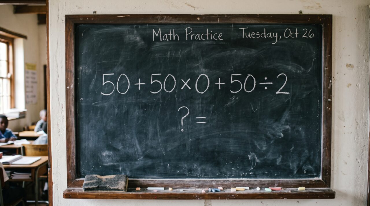 99% dos adultos esquecem a regra de ouro da matemática ao encarar este desafio: 50 + 50 × 0 + 50 ÷ 2