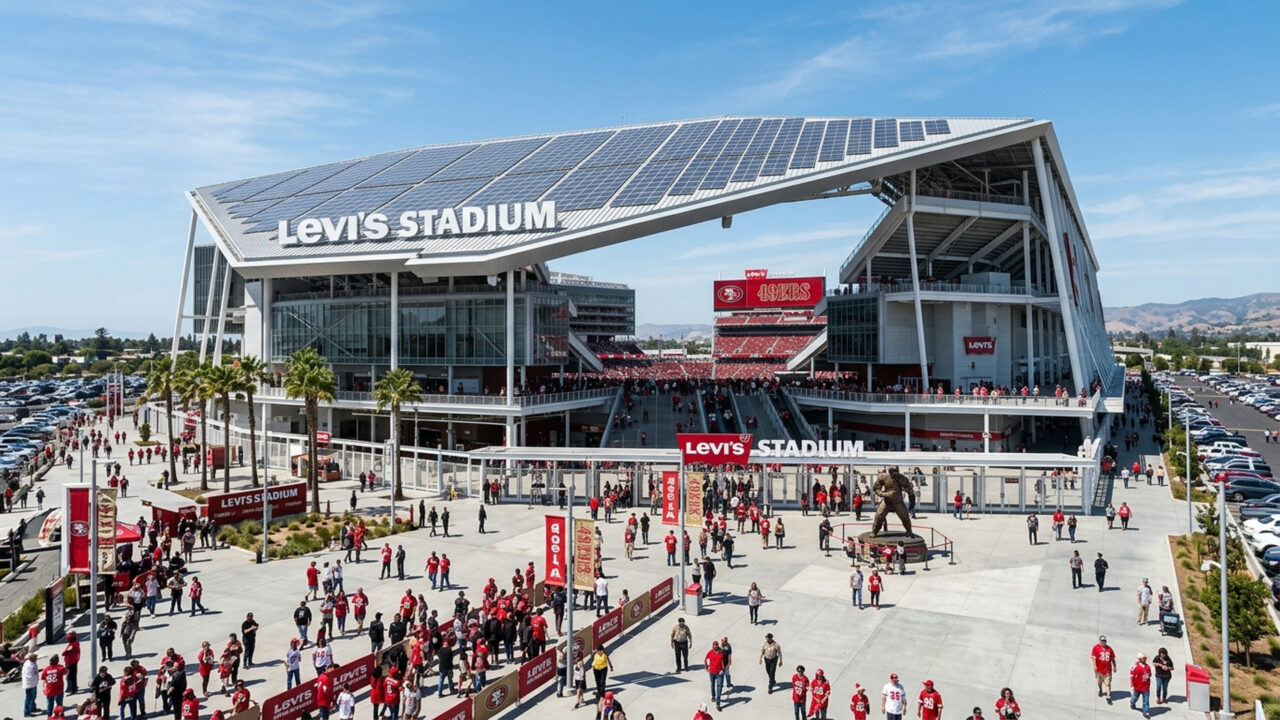 O sustentável estádio de 68.500 lugares com teto verde na torre de suítes e painéis solares foi confirmado como uma das principais sedes da Copa do Mundo 2026