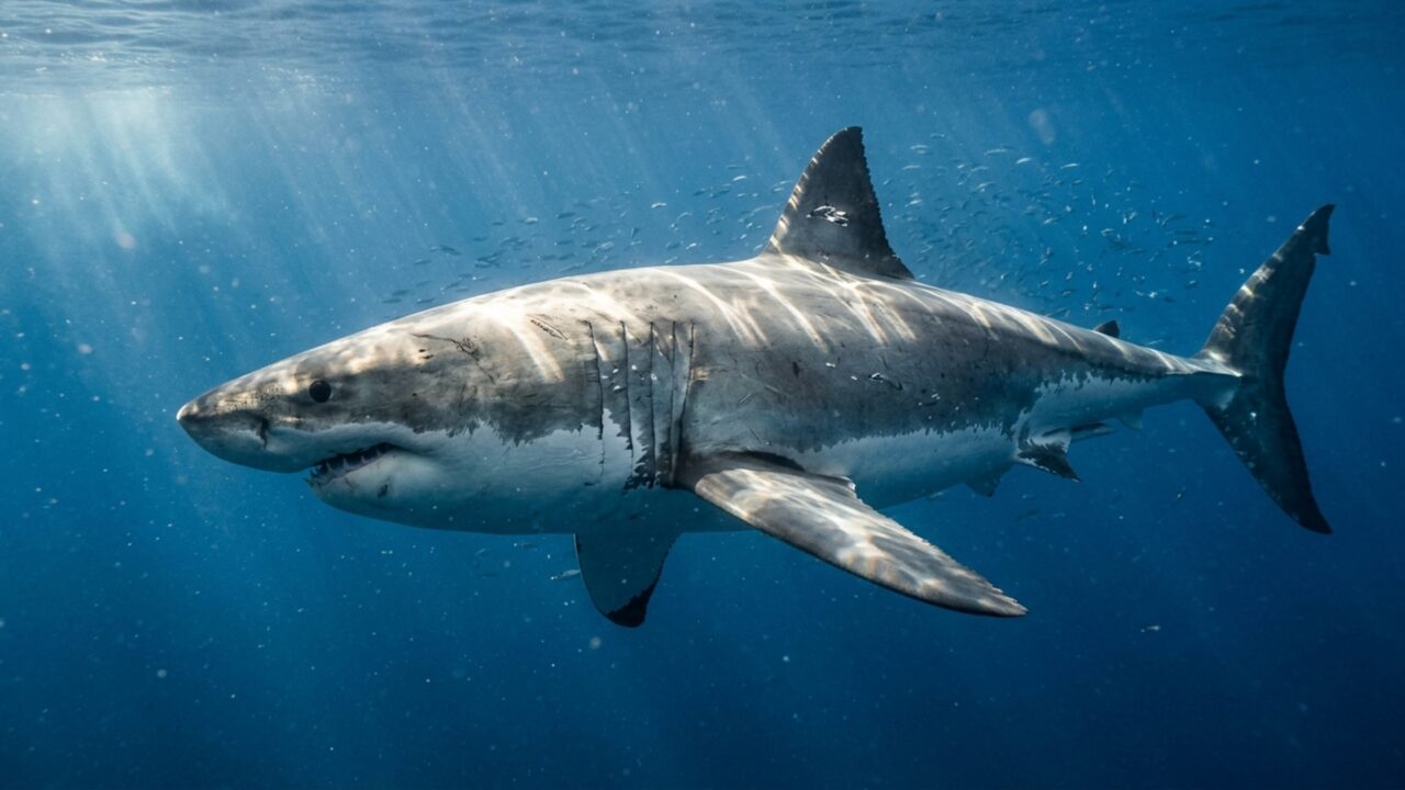 Pesando mais de 750kg e medindo 4,20 metros de comprimento, cientistas registraram o maior tubarão-branco macho dos oceanos