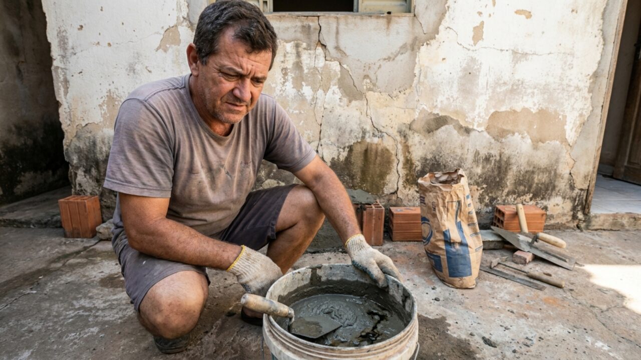Mistura de óleo queimado e cimento chama atenção na obra: entenda para que serve