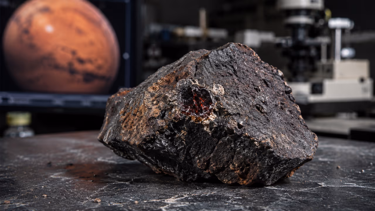 Cientistas acham mineral inesperado em meteorito de Marte e abrem nova pista sobre seu passado