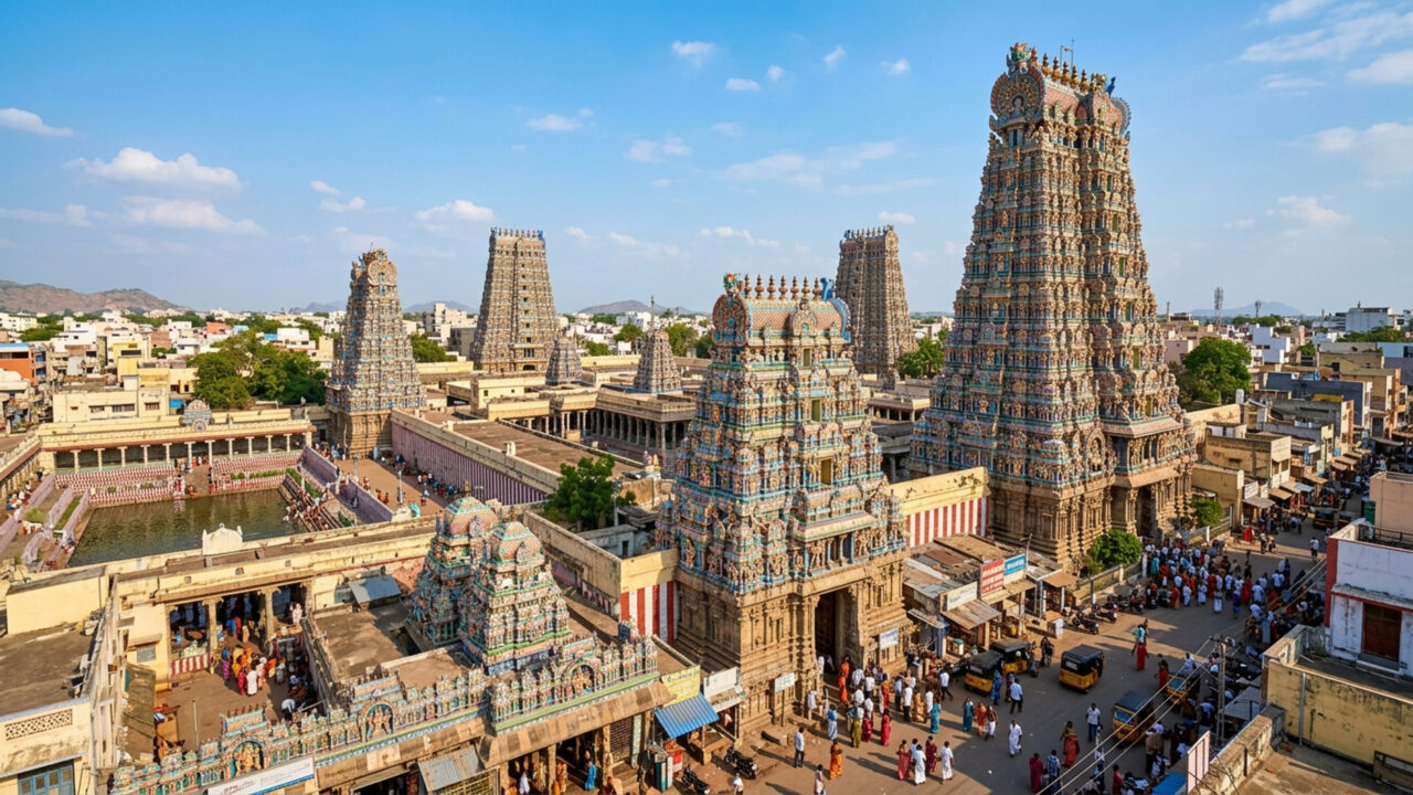 Com suas 14 torres monumentais e mais de 33.000 esculturas coloridas, o complexo sagrado na Índia destaca-se como uma obra-prima da arte hindu