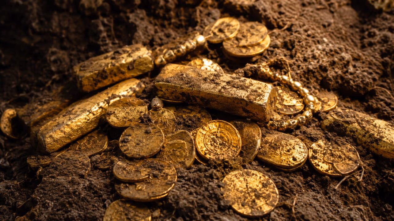 Moedas e barras de ouro desenterradas em um campo agrícola se tornam achado do século do país