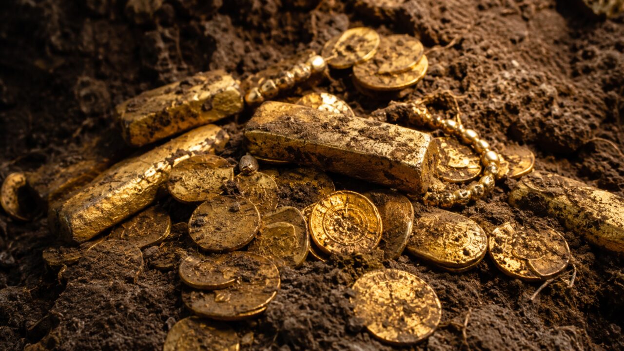 Moedas e barras de ouro desenterradas em um campo agrícola se tornam achado do século do país