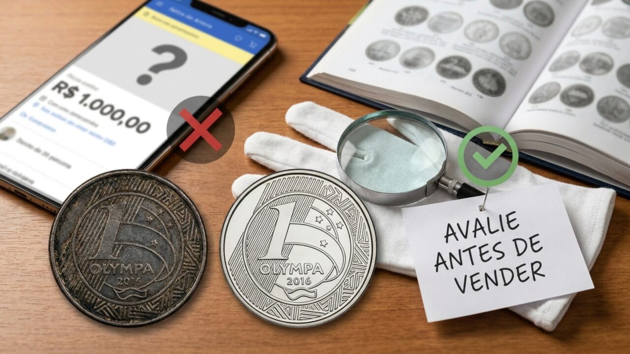 Esta moeda comemorativa de R$ 1 chama atenção de colecionadores e pode valer muito mais que o valor de face