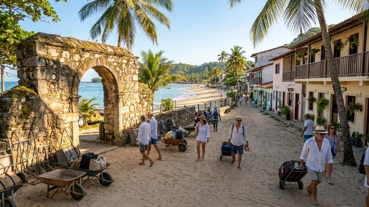A 4ª melhor praia do mundo fica numa ilha baiana sem carros, onde a bagagem chega em carrinho de mão
