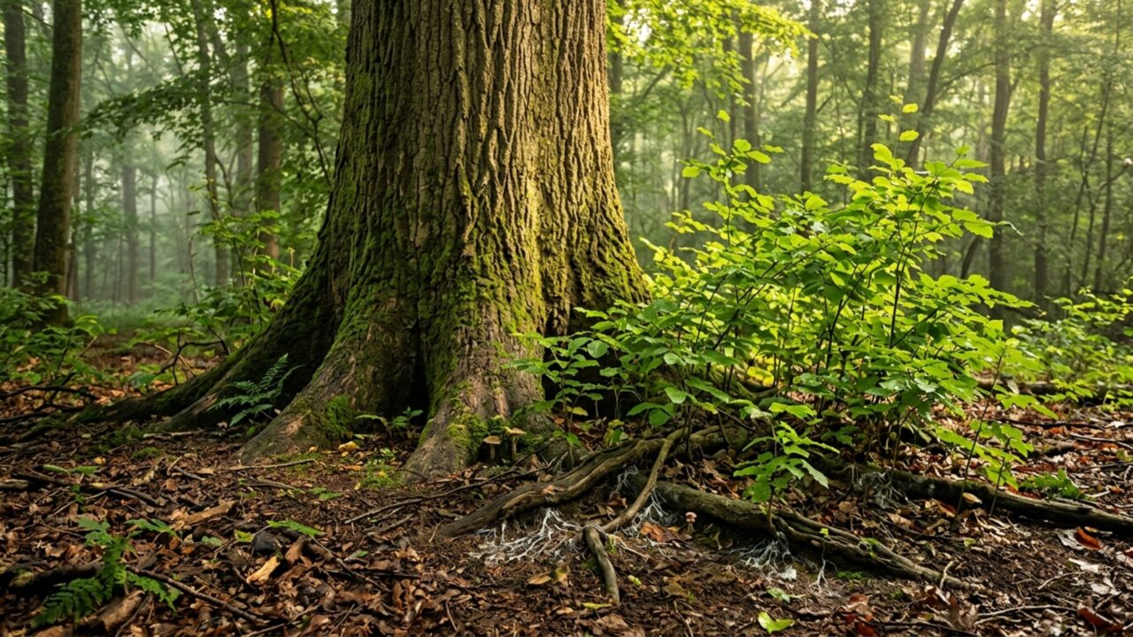 Como uma rede de fungos subterrânea permite que as árvores de uma floresta conversem e alimentem umas às outras