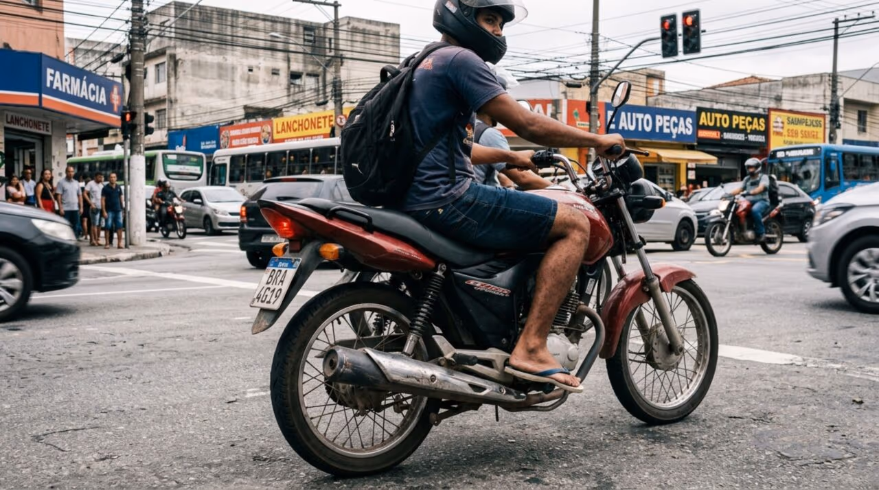 O que diz a lei sobre motociclistas que pilotam de chinelo ou descalços?