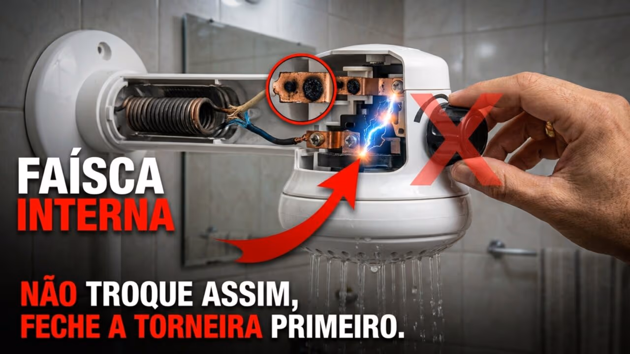 Mudar a temperatura com o chuveiro ligado ou com a água fechada? Esta é a regra elétrica exata para não derreter a resistência da sua casa