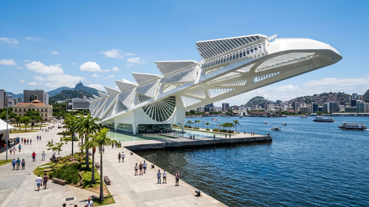 O futurista edifício com teto móvel e 924 painéis solares virou a maior referência de arquitetura ecológica e sustentável do Rio