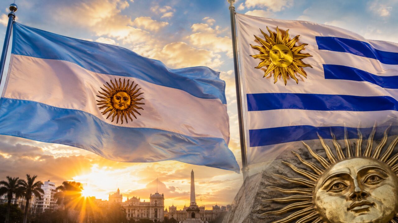 O “sol que sorri” que aparece em duas bandeiras da Copa — e por que dois países dividem o mesmo símbolo: o Sol de Maio aparece nas bandeiras de Argentina e Uruguai, ligado à independência das antigas colônias do Prata
