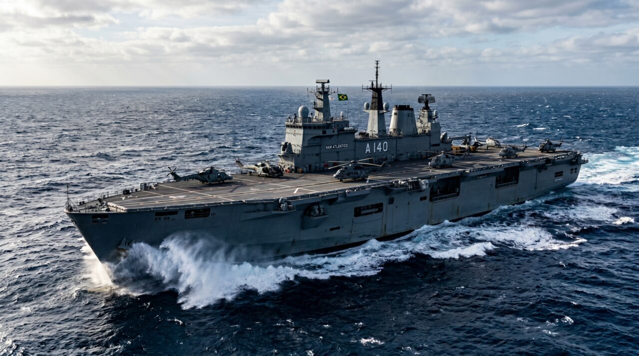 O poder e a estrutura do maior navio de guerra da América do Sul, o NAM Atlântico.