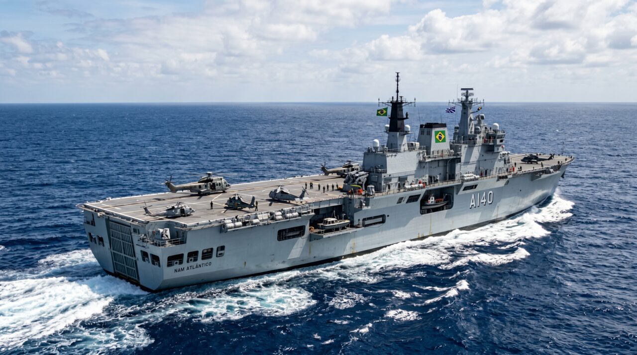O poder e a estrutura do maior navio de guerra da América do Sul, o NAM Atlântico.