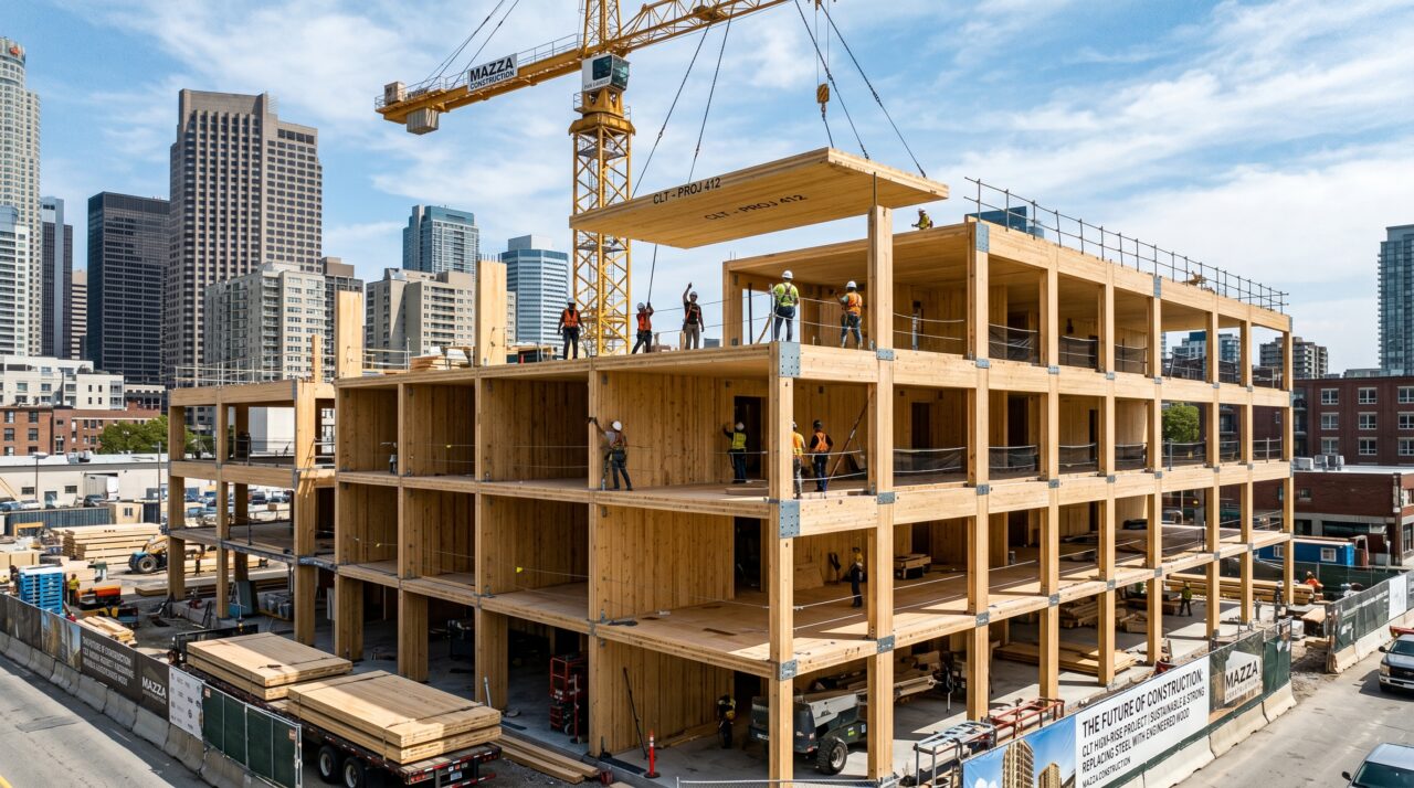 O uso da madeira engenheirada (CLT) substituindo o aço na construção civil.
