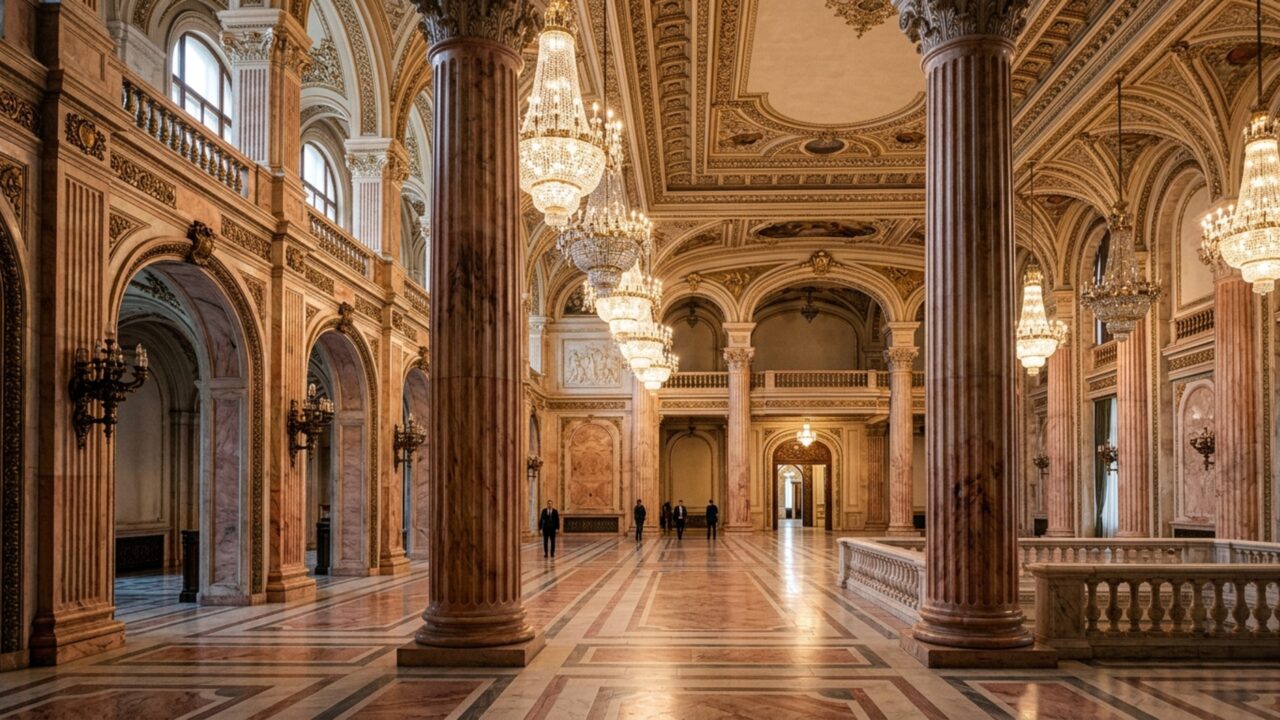 O palácio megalomaníaco de 4 bilhões de euros que pesa absurdas 4,1 milhões de toneladas e é uma estrutura tão pesada que os geólogos confirmam que o prédio inteiro afunda 6 milímetros na crosta terrestre a cada ano