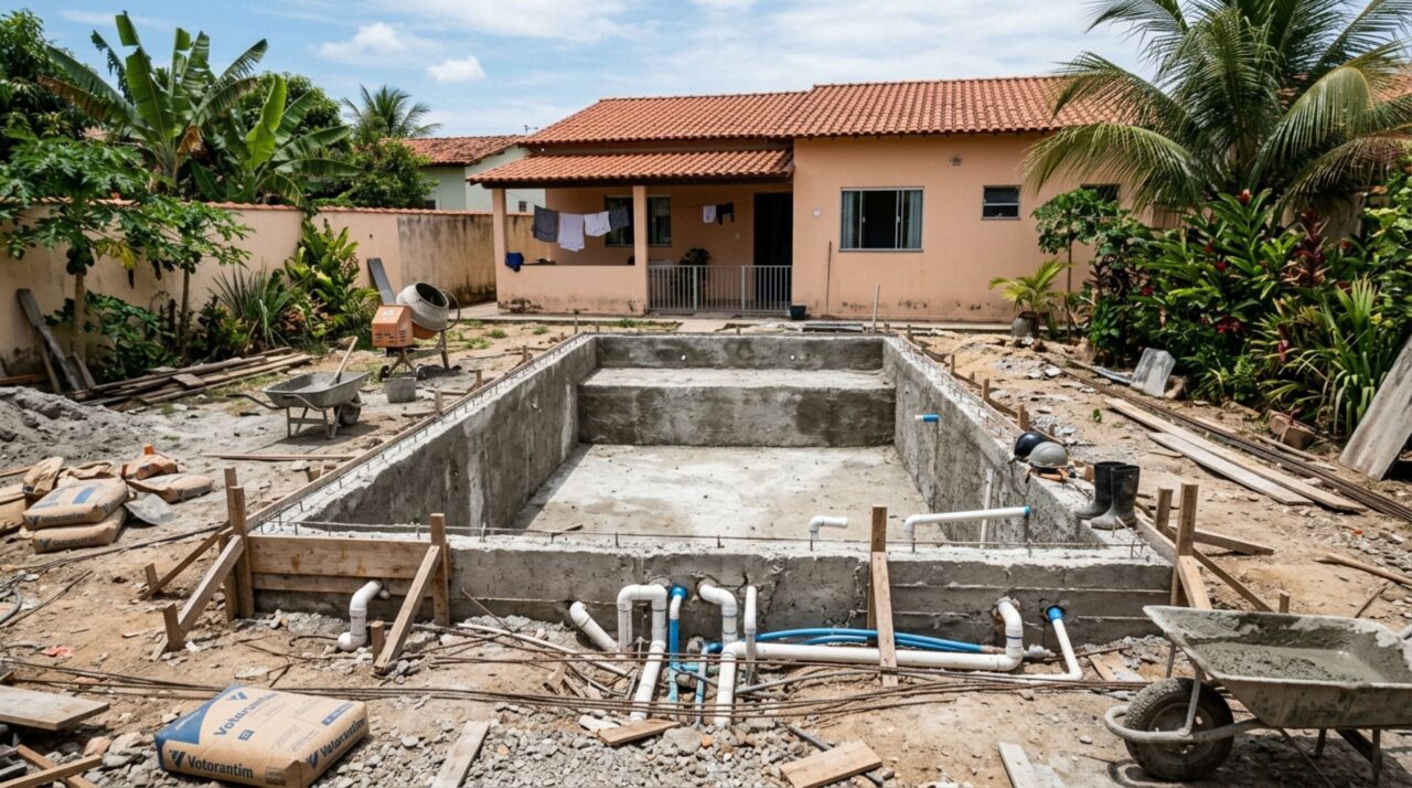 Homem constrói piscina incrível no quintal e inspira milhares com vedação e acabamento bem planejados