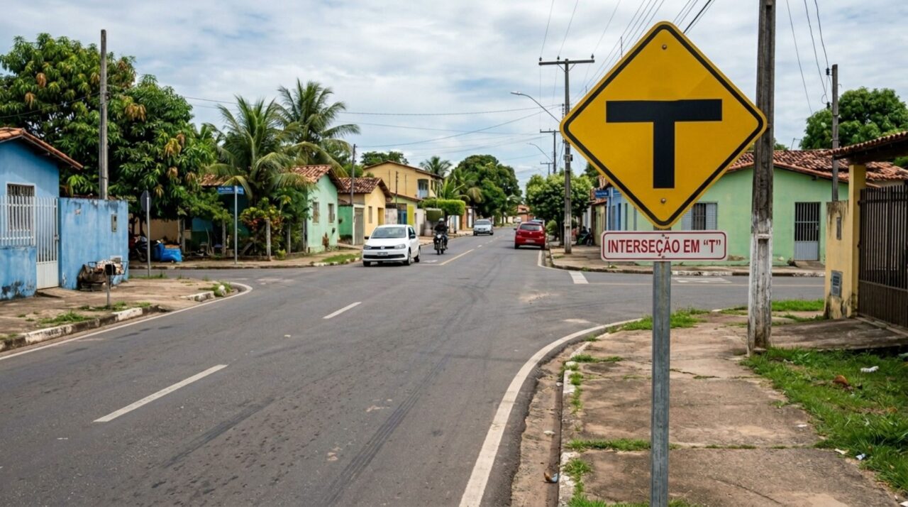 O que significa a placa de trânsito amarela com um “T” no meio