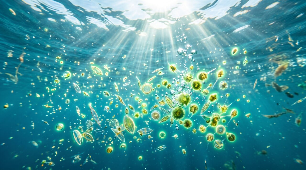 O papel do oceano e do fitoplâncton na produção de oxigênio da Terra em comparação com as florestas tropicais.