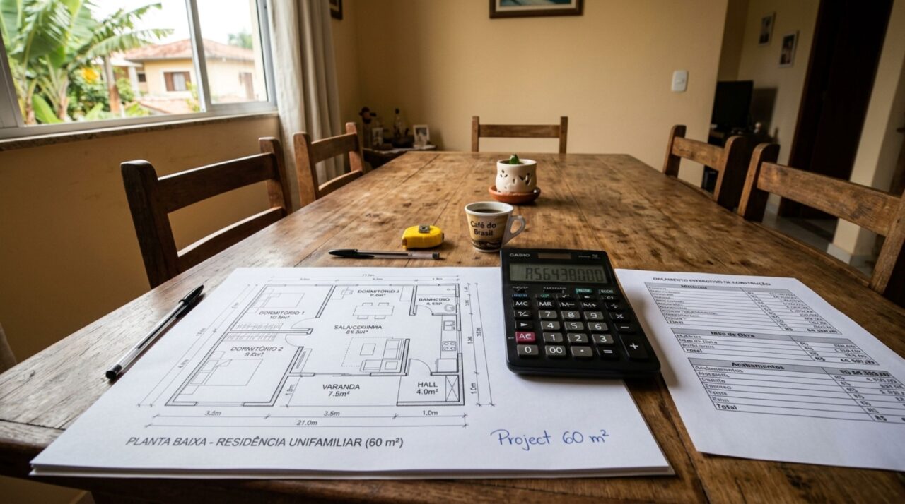 Quanto custa construir uma casa com 2 quartos, sala, cozinha e banheiro em 2026?