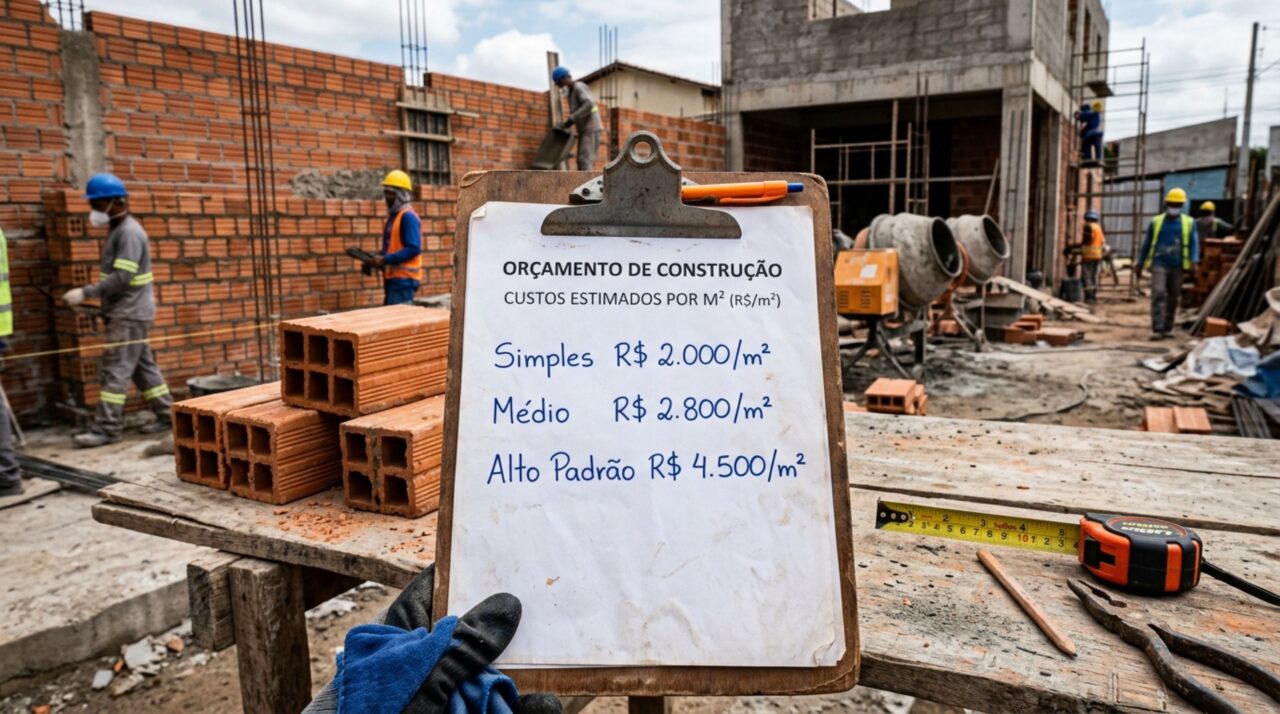 Quanto custa construir por m² em padrão simples, médio e alto?