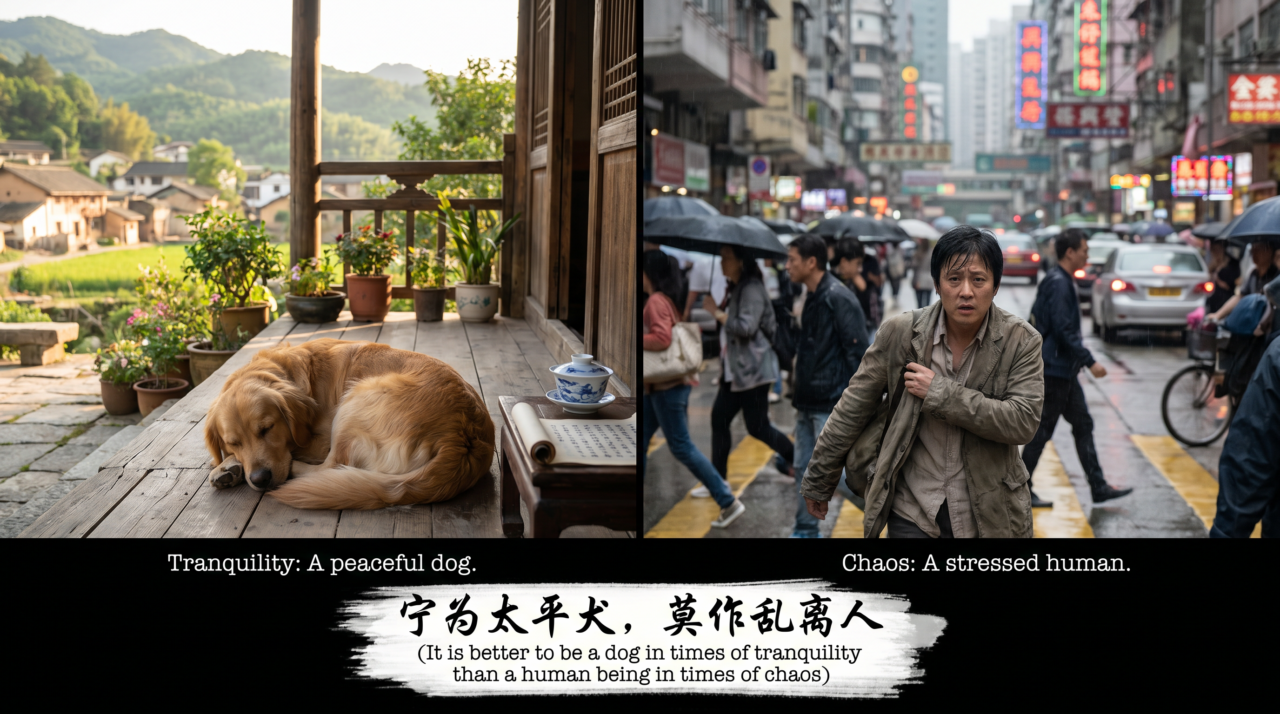 Provérbio chinês do dia É melhor ser um cachorro em tempos de tranquilidade do que um ser humano em tempos de caos