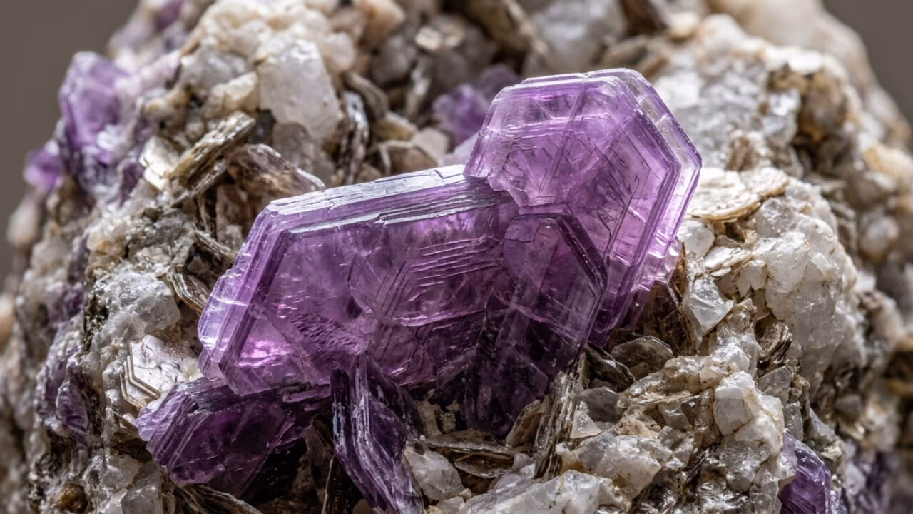 Com belas escamas brilhantes em tons lilás e violeta, esta pedra exótica é famosa por ser uma das maiores fontes naturais de lítio
