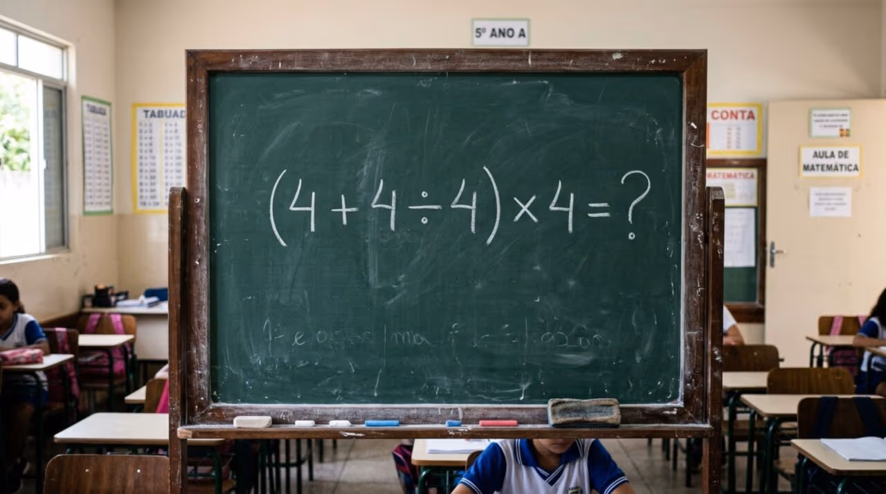 A conta (4 + 4 ÷ 4) × 4 parece brincadeira de criança, até todos errarem